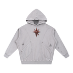 Snow Washed Distressed Panel Pocket Hoodie