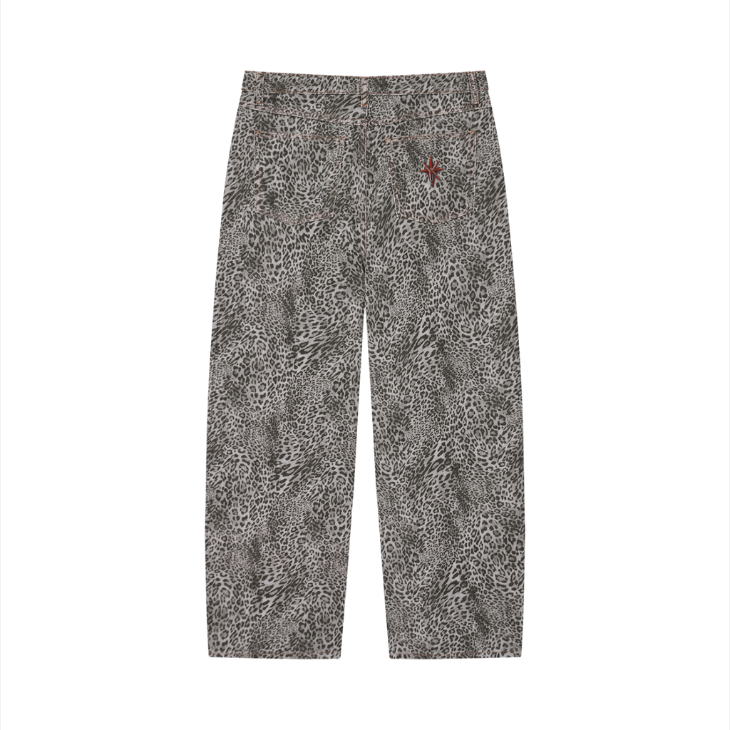 Unisex Leopard Wide Leg Jeans