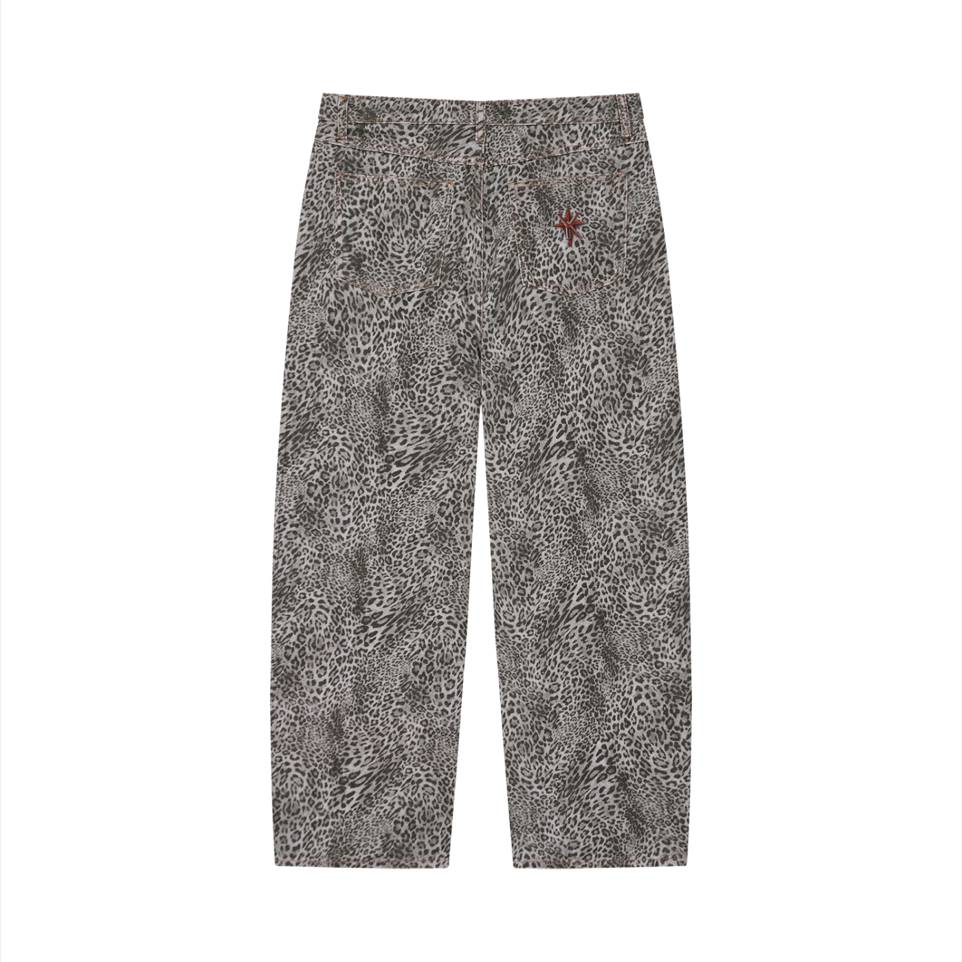 Unisex Leopard Wide Leg Jeans