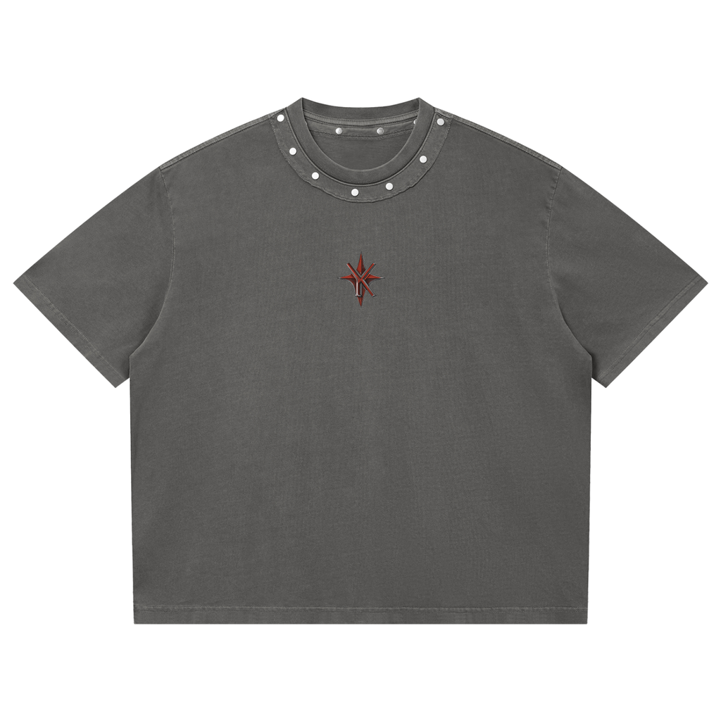 Unisex Washed Boxy Studded T-Shirt