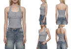 Women's Ribbed Henley Tank Top