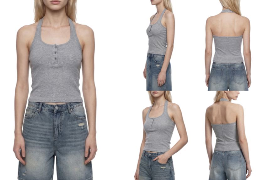 Women's Ribbed Henley Tank Top