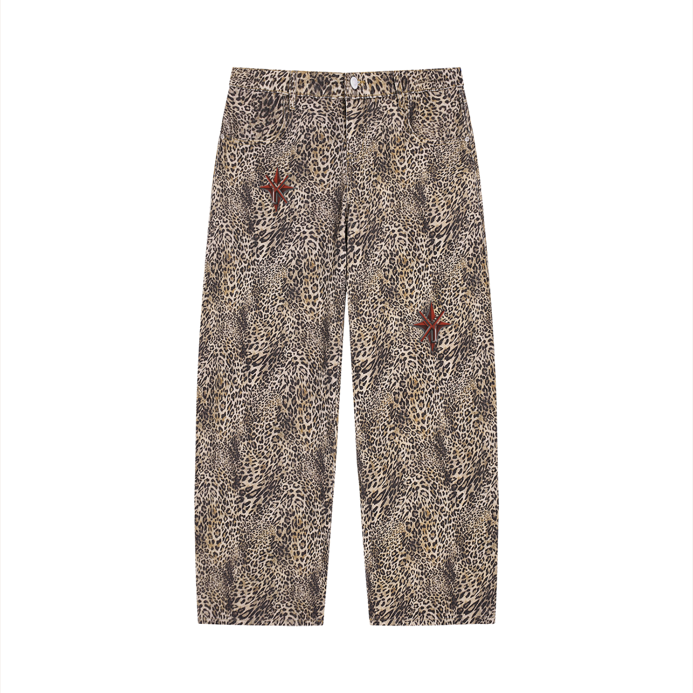 Unisex Leopard Wide Leg Jeans