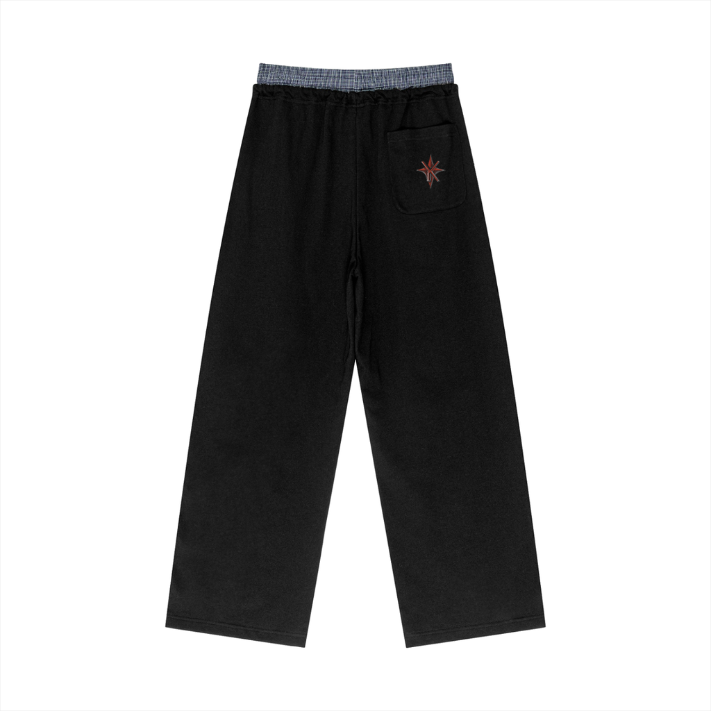 Plaid Contrast Waist Pants