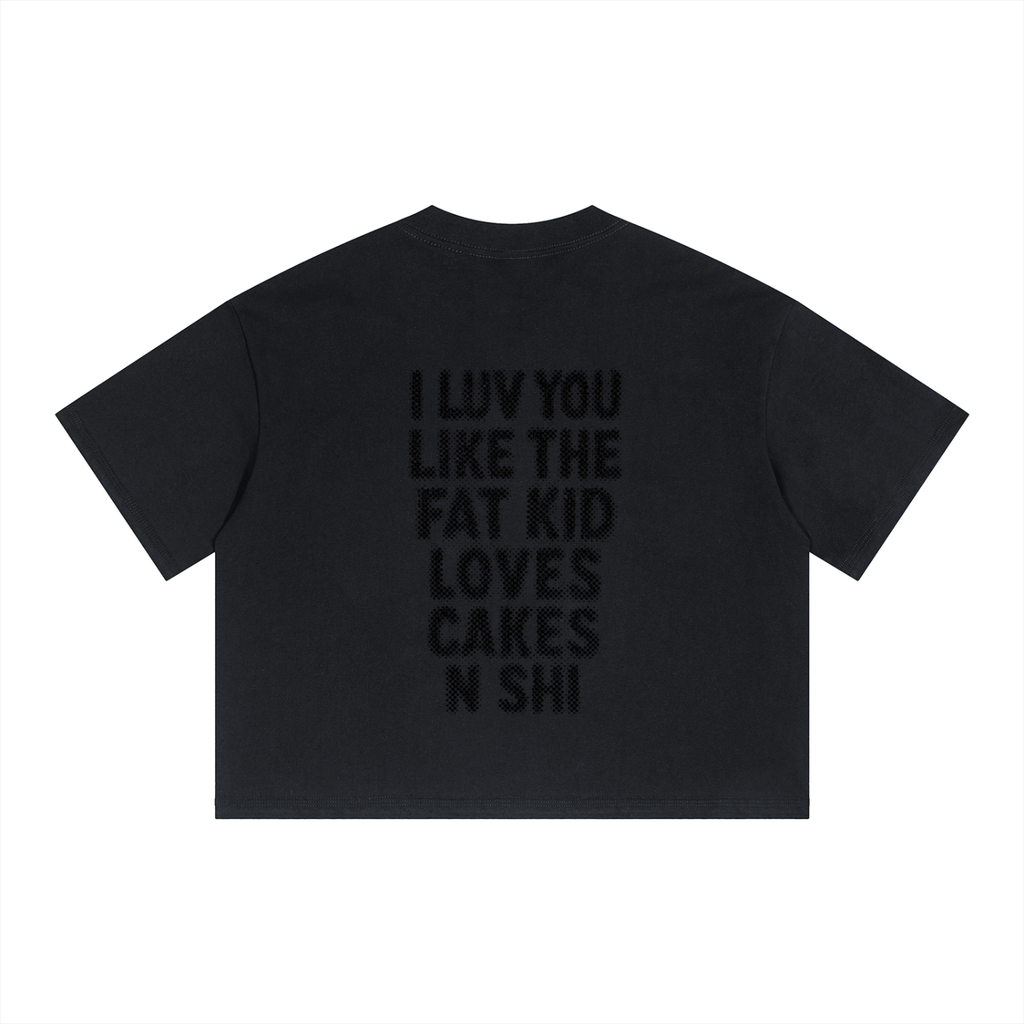 "CAKE" - Unisex Boxy Drop Shoulder Crop T-Shirt