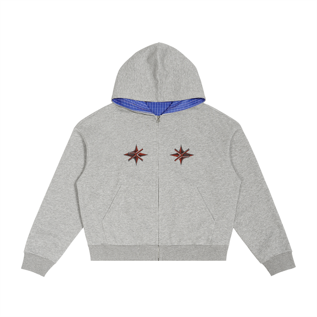 Plaid Boxy Zip Hoodie