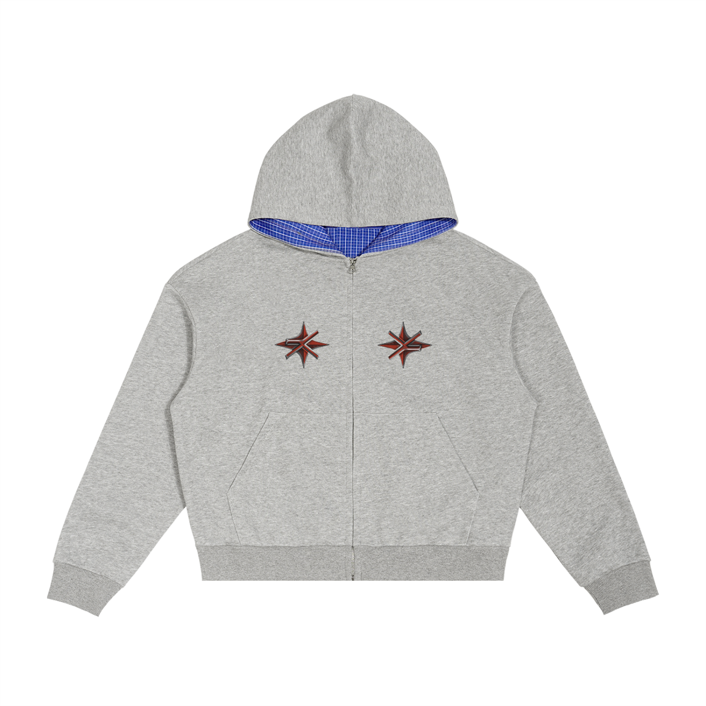 Plaid Boxy Zip Hoodie