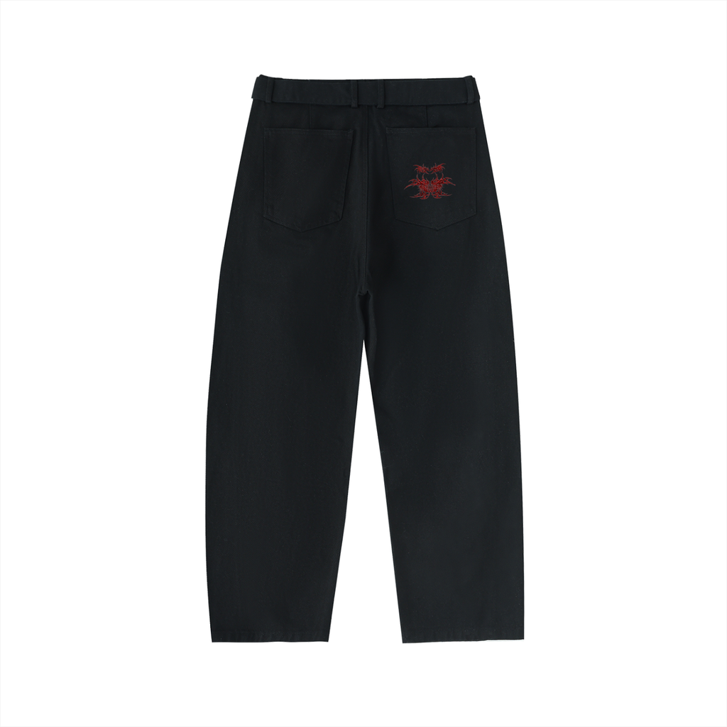 Belted Barrel-leg Chino Pants