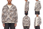 Unisex Vintage Wash Leopard Full Zip Hoodie