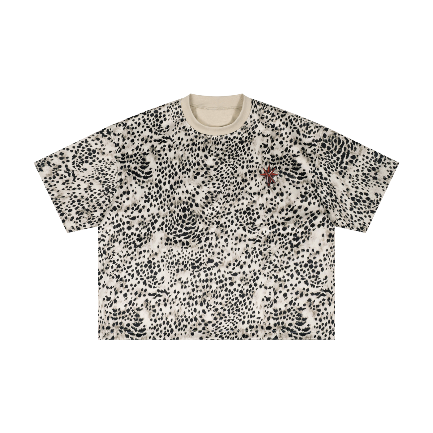 Unisex Reverse Leopard Print Boxy T-Shirt