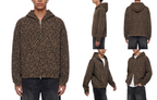 Unisex Leopard Print Waffle Full Zip Hoodie