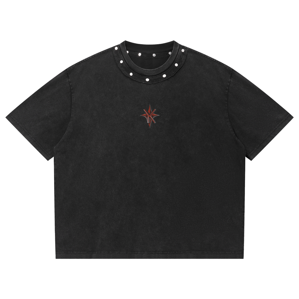 Unisex Washed Boxy Studded T-Shirt