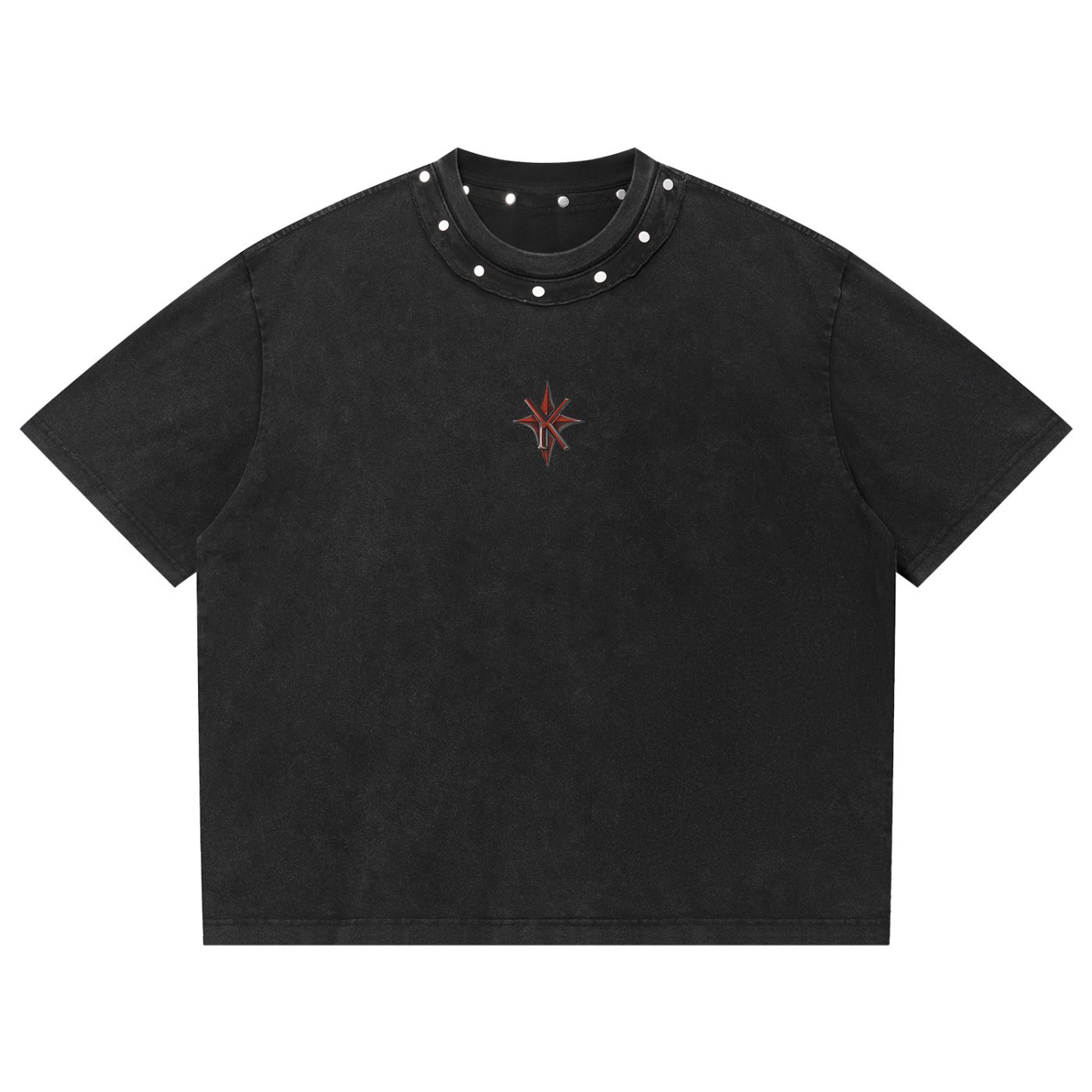 Unisex Washed Boxy Studded T-Shirt