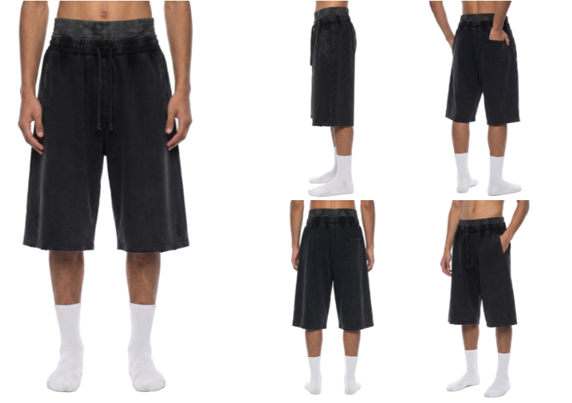 Unisex Vintage Wash Distressed Wide Leg Shorts