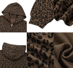 Unisex Leopard Print Waffle Full Zip Hoodie