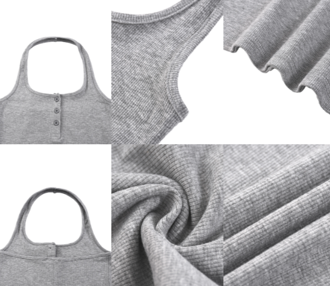 Women's Ribbed Henley Tank Top
