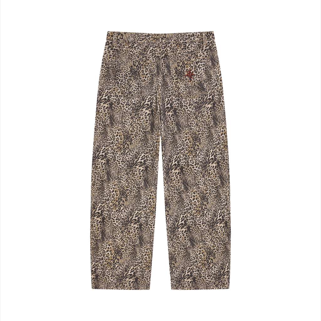 Unisex Leopard Wide Leg Jeans