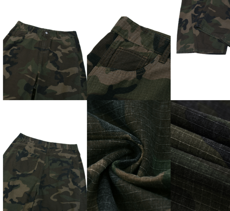 Men’s Camo Barrel Leg Cargo Pants