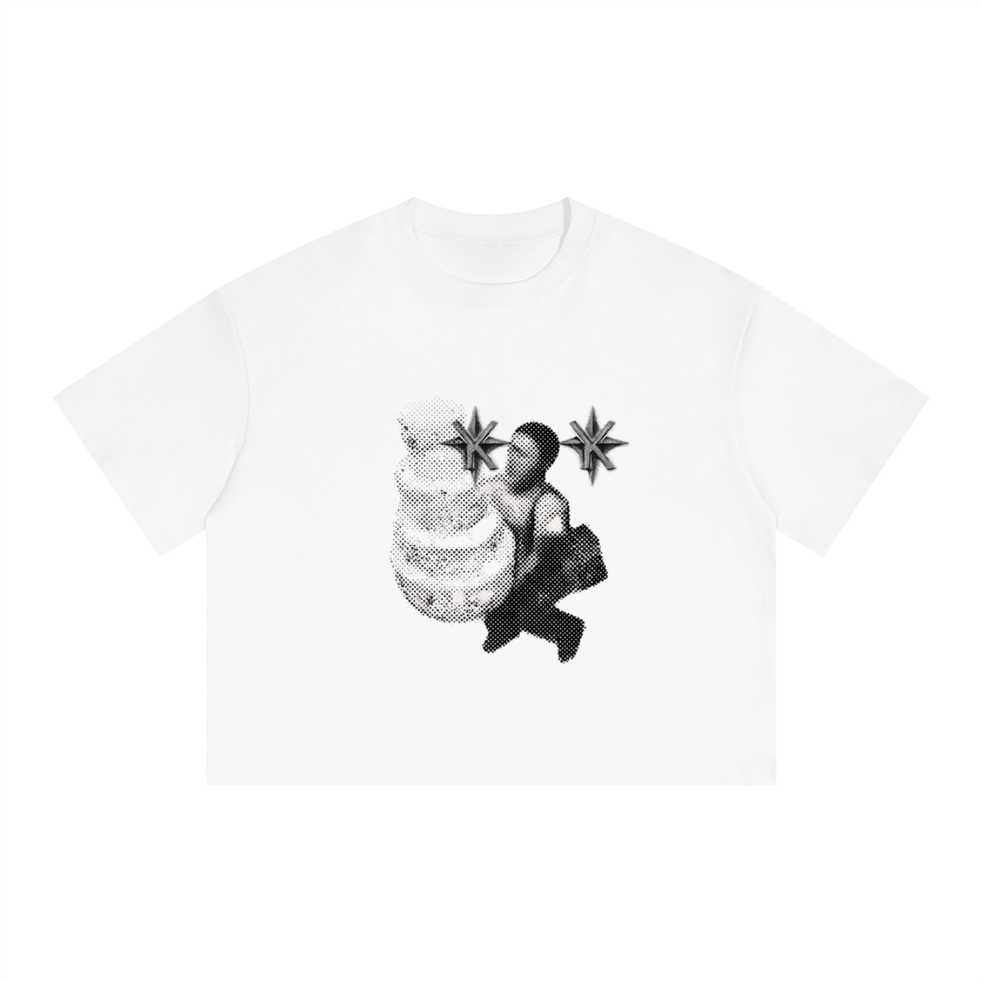 "CAKE" - Unisex Boxy Drop Shoulder Crop T-Shirt