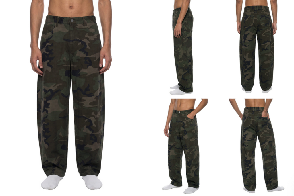Men’s Camo Barrel Leg Cargo Pants