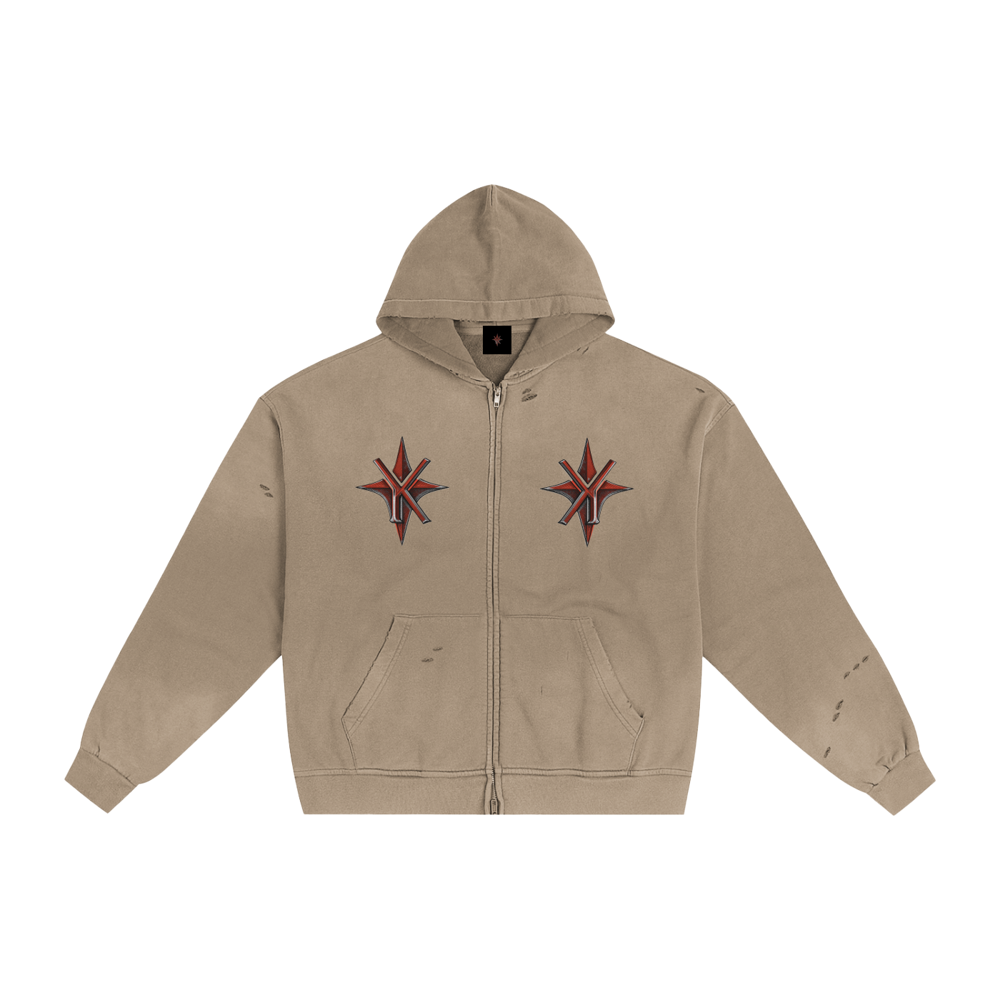 Hand-Frayed Sunfade Zip Hoodie
