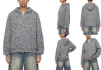 Unisex Leopard Print Waffle Full Zip Hoodie