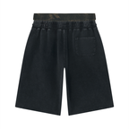 Unisex Vintage Wash Distressed Wide Leg Shorts