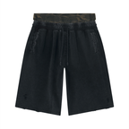 Unisex Vintage Wash Distressed Wide Leg Shorts