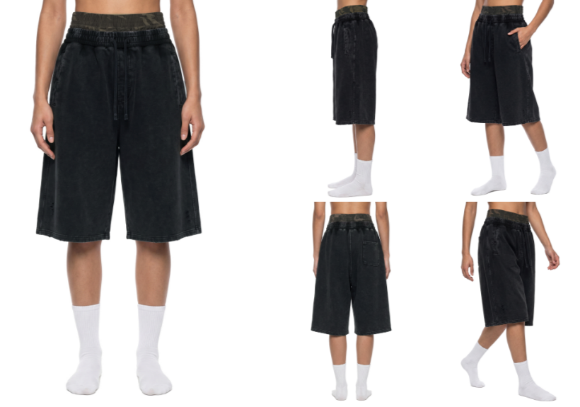 Unisex Vintage Wash Distressed Wide Leg Shorts