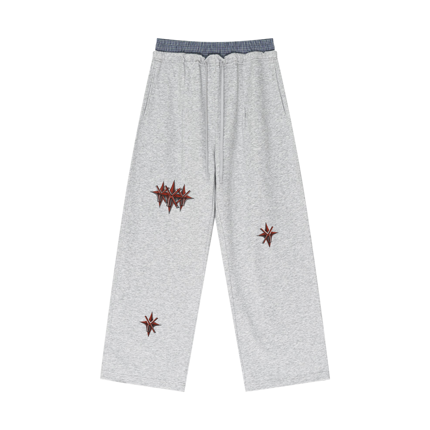 Plaid Contrast Waist Pants