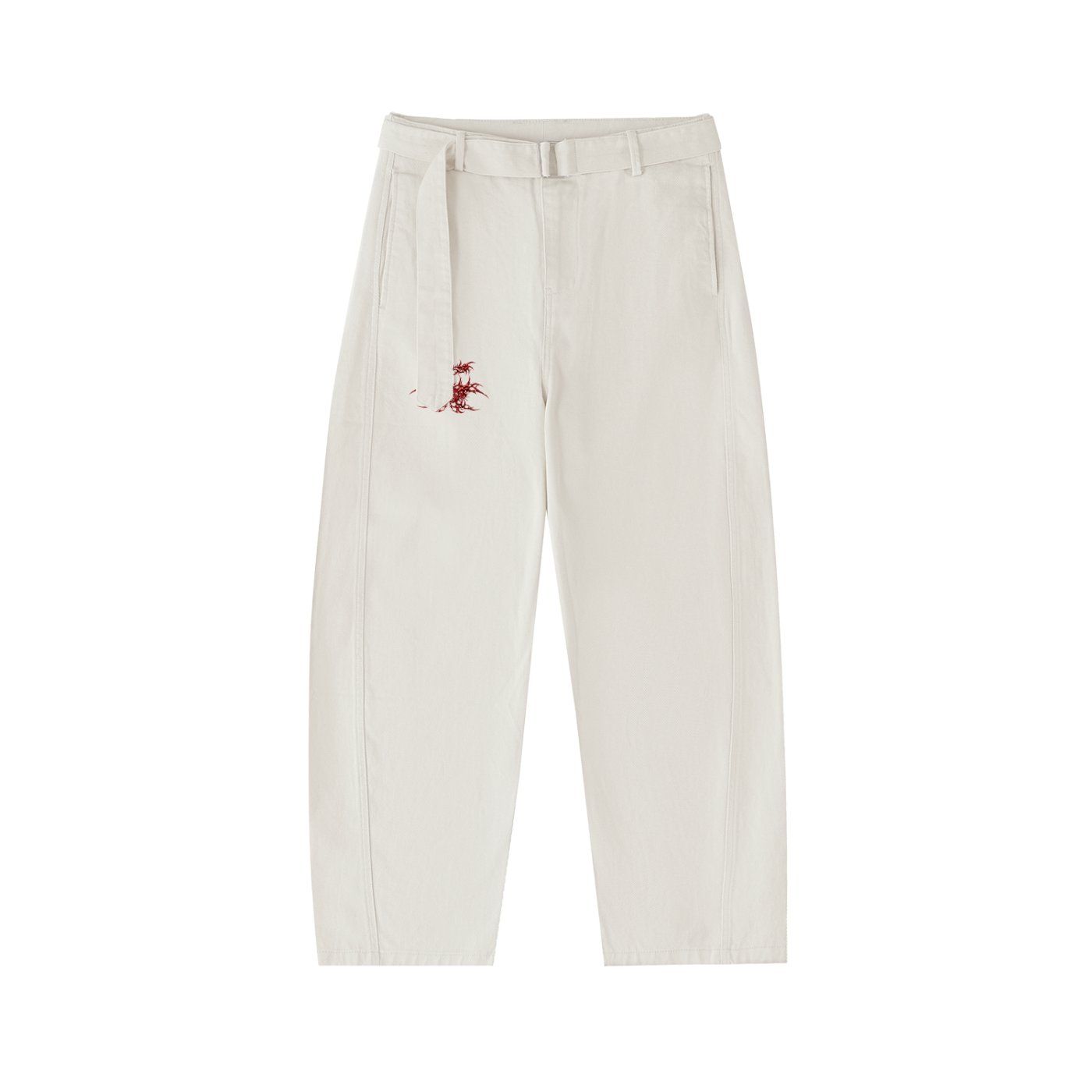 Belted Barrel-leg Chino Pants
