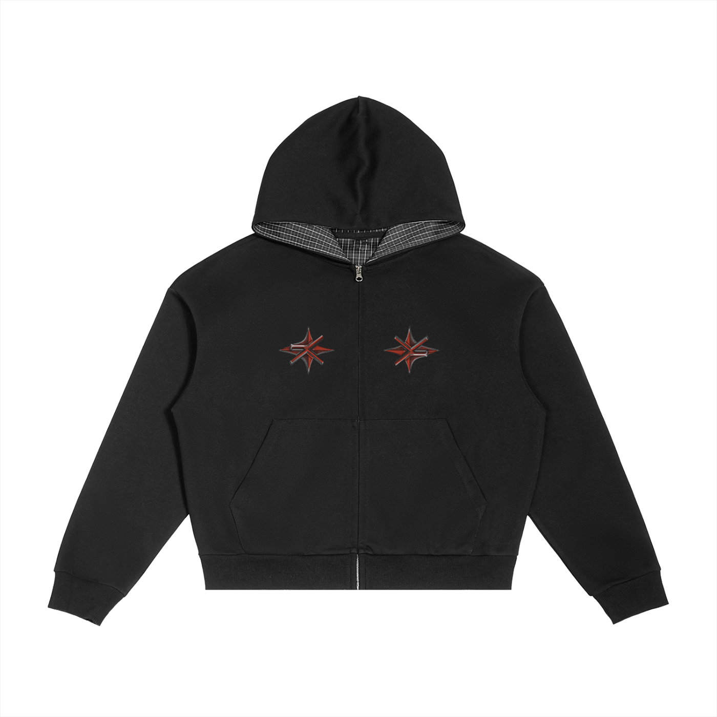 Plaid Boxy Zip Hoodie