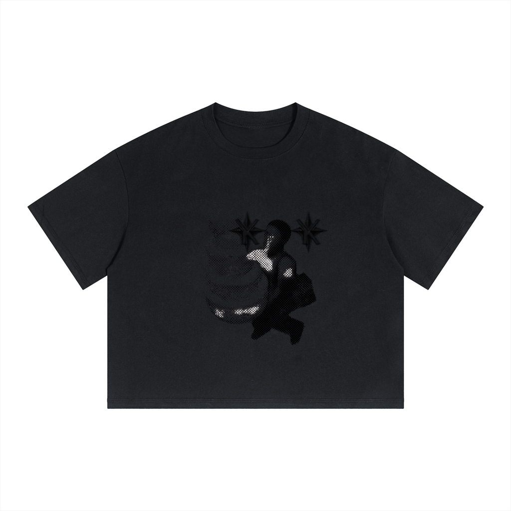 "CAKE" - Unisex Boxy Drop Shoulder Crop T-Shirt